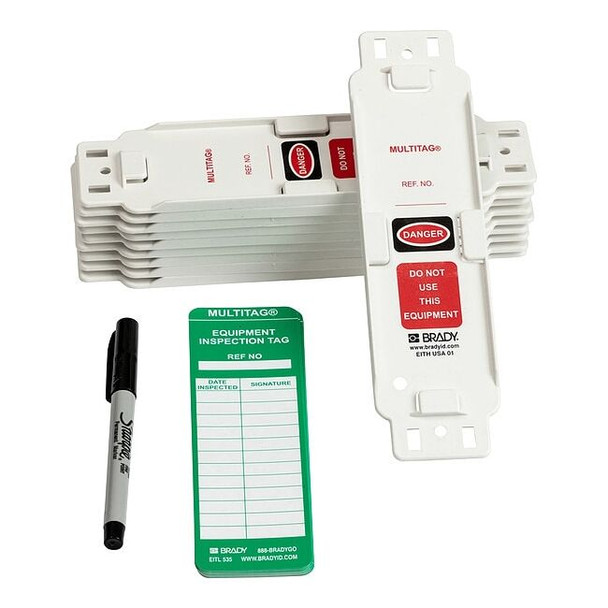 Brady Tag, Maintenance, Plastic, Green on White, Rectangle, 10 PK MUL-EITHUSA01A