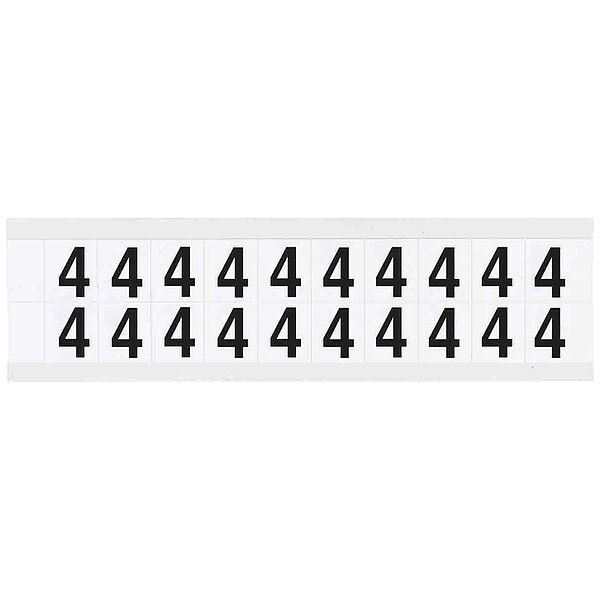 Brady Number Label, 4, 3/4in.Hx21/32in.W, Vinyl 9712-4