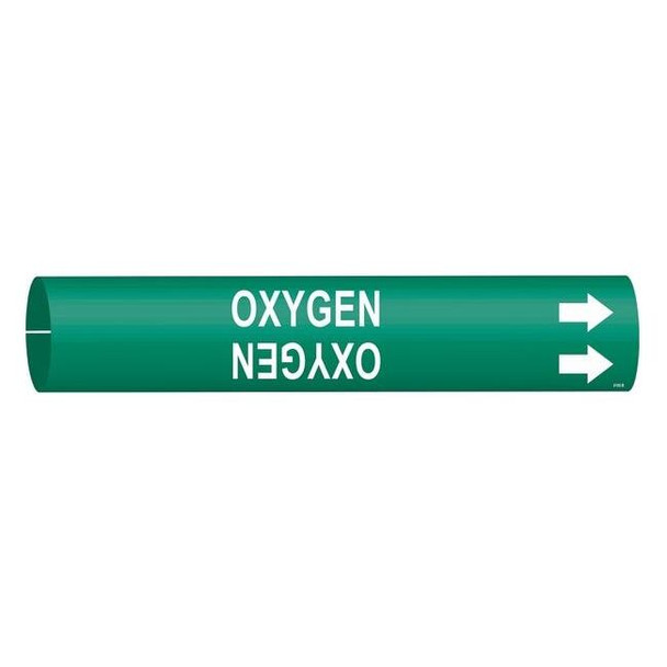 Brady Pipe Marker,Oxygen,Grn,1-1/2 to 2-3/8 In 4106-B