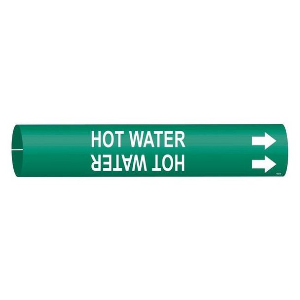 Brady Pipe Marker,Hot Water,Gn,2-1/2to3-7/8 In 4335-C