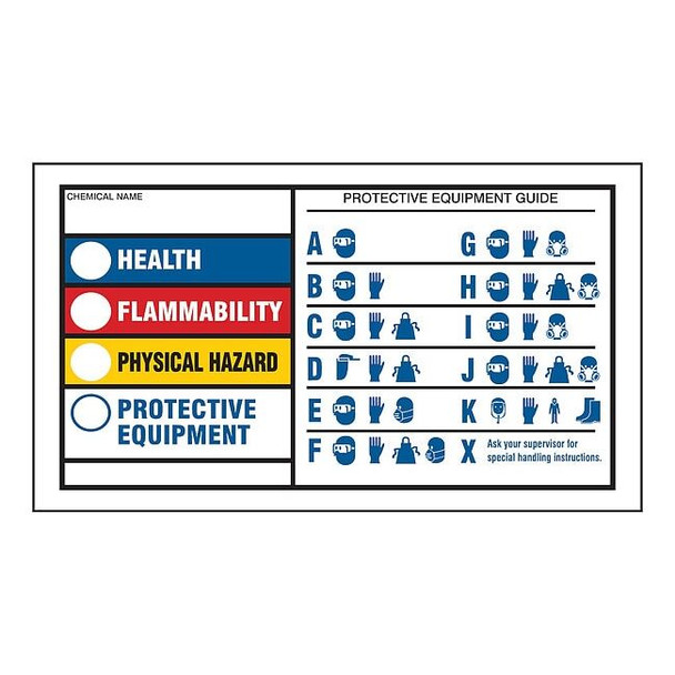 Brady Label, Protective Equipment Guide, Polyester, 3 1/2 in W, 2 in H 60332