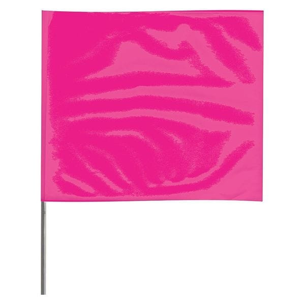 Marking Flag, Vinyl, 18" Wire Staff, Solid, 18" L., 100 PK