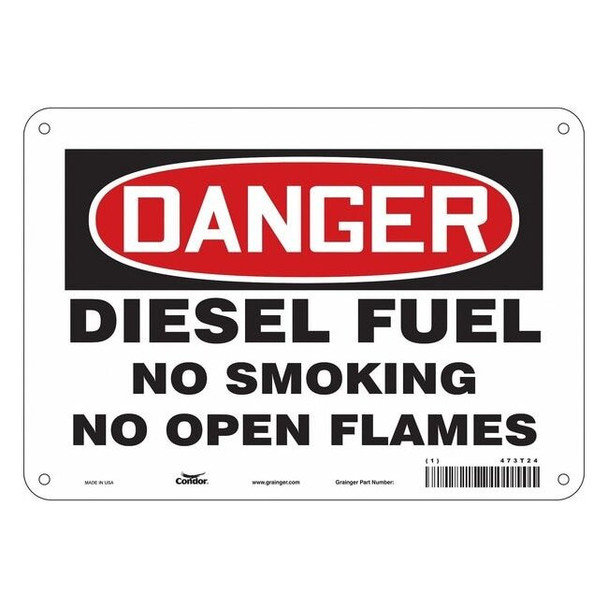 No Smoking Sign, 7" H, 10" W, Polyethylene, Vertical Rectangle, English, 473T24