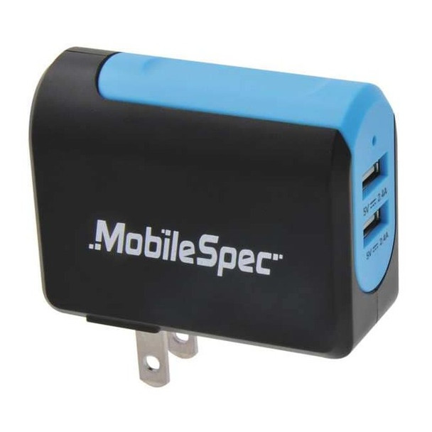 Mobilespec USB Wall Outlet Charger,Black/Blue MBS01202
