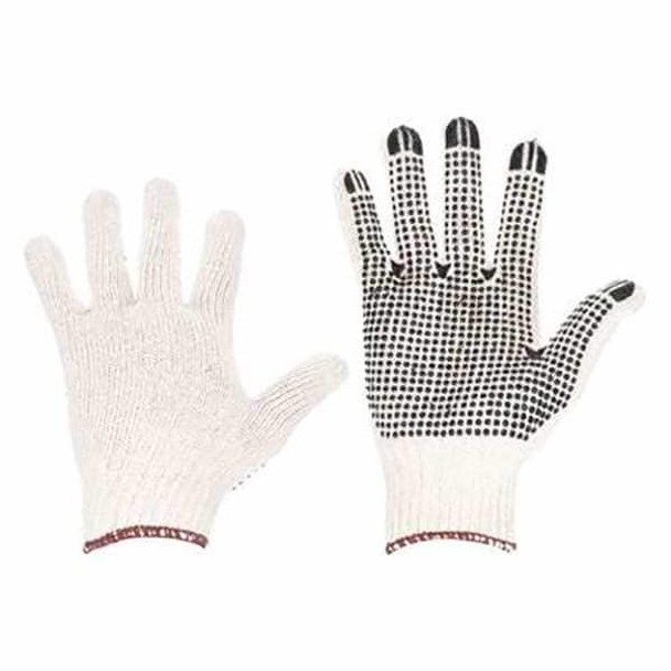 Knit Gloves, Cotton/Polyester, PVC, Palm, Knit, Beige/Black, S, 1 PR