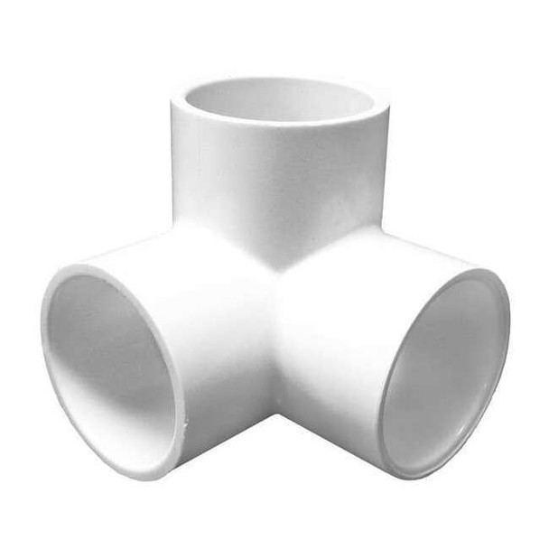 PVC Elbow, 90 Degrees, Side Outlet, Socket x Socket x Socket, 1-1/2 in Pipe Size
