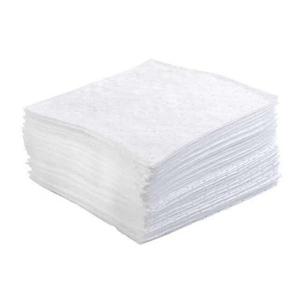 Brady Sorbent Pad, 41 gal, 30 in x 30 in, Oil, White, Polypropylene OP50