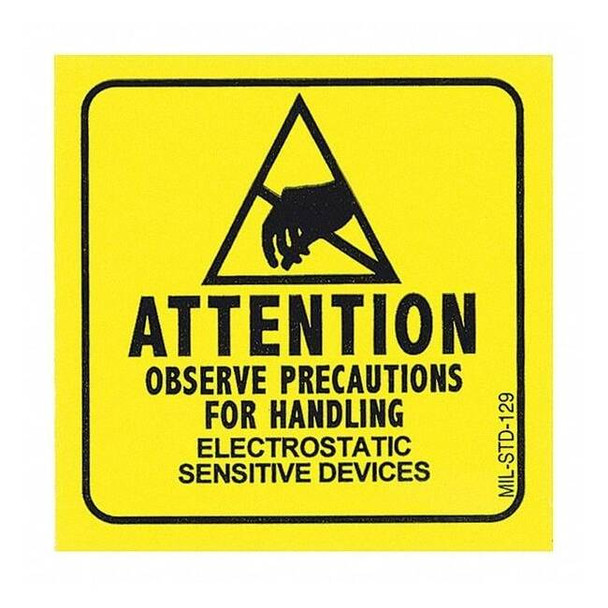 Scs Label,Black/Yellow,2in.H x 2in.W,Self-Ad,PK500 129LABEL