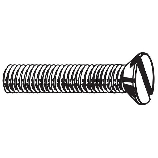 M4-0.70 x 12 mm Slotted Flat Machine Screw, Zinc Plated Steel, 100 PK