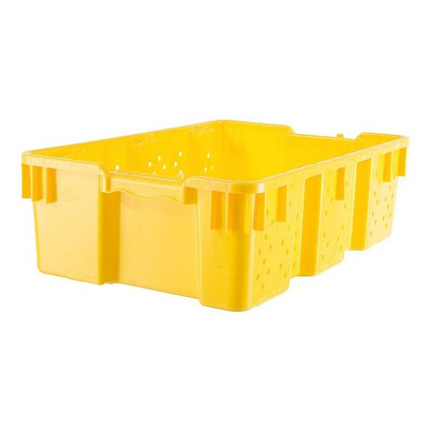 Hang & Stack Storage Bin, Plastic, Yellow, 7 1/4 in H, 16 in W, 24 in L