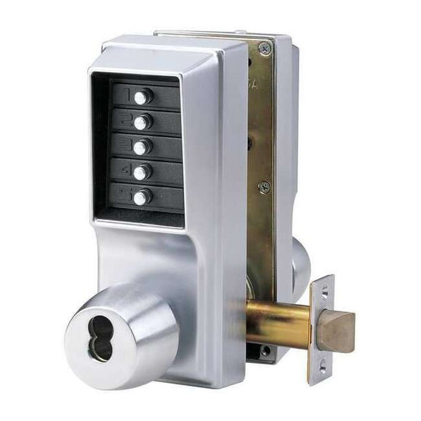 Dormakaba Push Button Lockset,Satin Chrome,Lever EE1021B/EE1011-26D-41