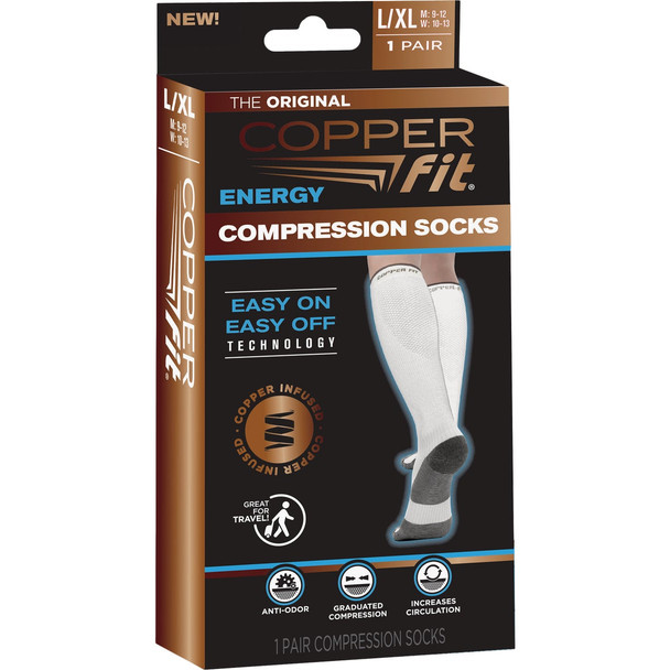 Copper Fit Small/Medium White Energy Compression Socks CF2CPSK1WHSM