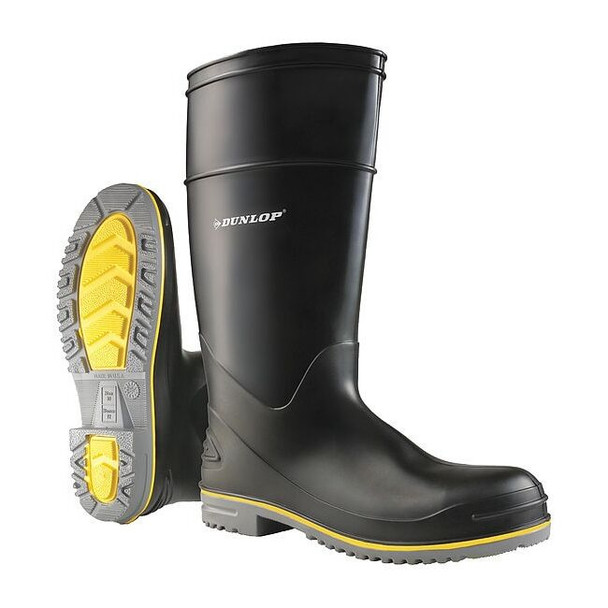 Dunlop Men's Polyflex Rubber Boot, Steel Toe, 15" Height, Black, 9 8990800