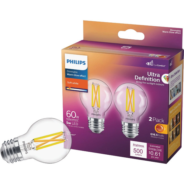 Philips 2pk 60w G16.5wg Led Bulb 573311