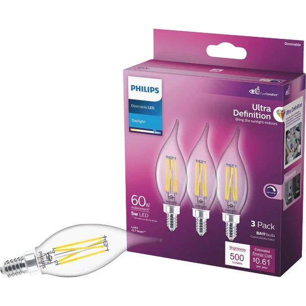 Philips 3pk 60w Ba11 Dl Led Bulb 564898