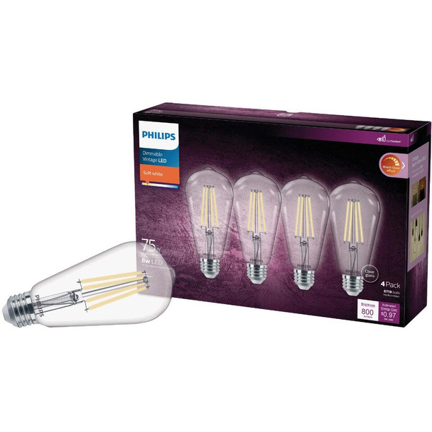 Philips 4pk 75w St19wg Led Bulb 566364