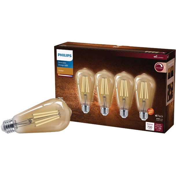Philips 4pk 75w St19amb Led Bulb 573971