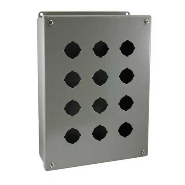 Wiegmann PushButtonEnclosur,30mm,12Hole,CarbSteel PB12