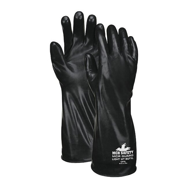 CP7 Chemical Resistant Gloves, Butyl, 14 in L, 7 mil, Black, M, 1 PR