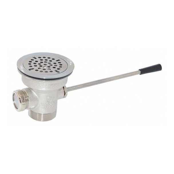 Flat Waste Outlet Lever Handle Waste Drain, 2" Pipe Dia., Cast Brass