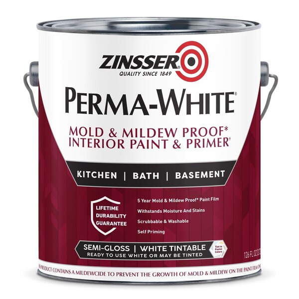 Zinsser Interior Paint, Semi-Gloss, Water Base, Semi-gloss, 1 gal 2761