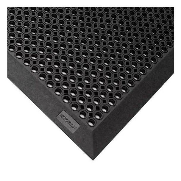 Drainage Entrance Mat, Rubber, 5/32 in Thick, Black, 2 ft W x 3 ft L