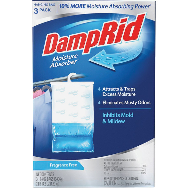 DampRid 15.4 Oz. Fragrance Free Moisture Absorber Hanging Bag (3-Ct.) FG83FFESB