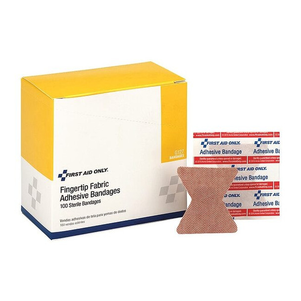 First Aid Only Fingertip Bandage, Fabric, 1-3/4x2In, PK100 G127