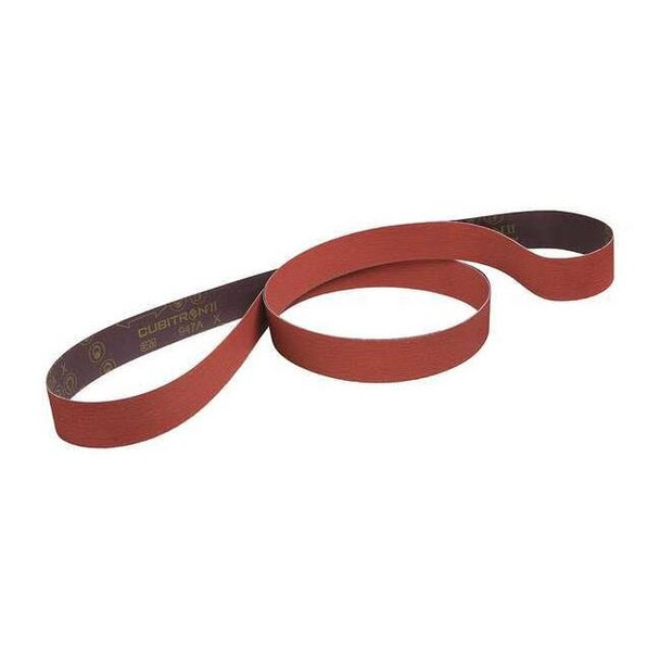 Sanding Belt, 1 in W, 30 in L, Coated, Ceramic, 80 Grit, Medium, 947A, Maroon