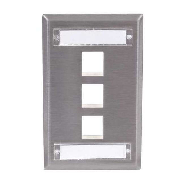 Hubbell Premise Wiring Plate,3 Ports,Gray SSFL13