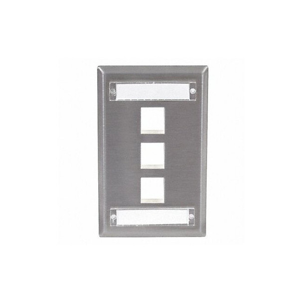 Hubbell Premise Wiring Plate,3 Ports,Gray SSFL13