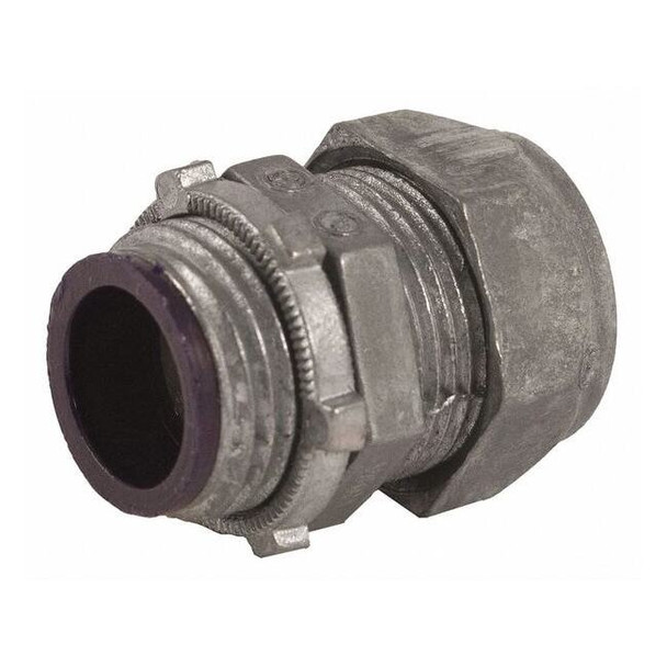 EMT Grounding Connector, 1-1/4 in, Compression, Zinc Alloy, Plain, Gray