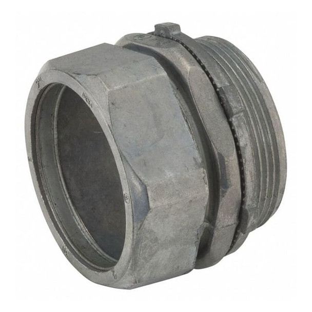 EMT Grounding Connector, 1-1/4 in, Compression, Zinc Alloy, Zinc Plated, Gray