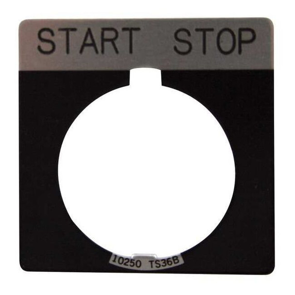 Eaton Cutler-Hammer Legend Plate,Square,Start Stop,Black 10250TS47
