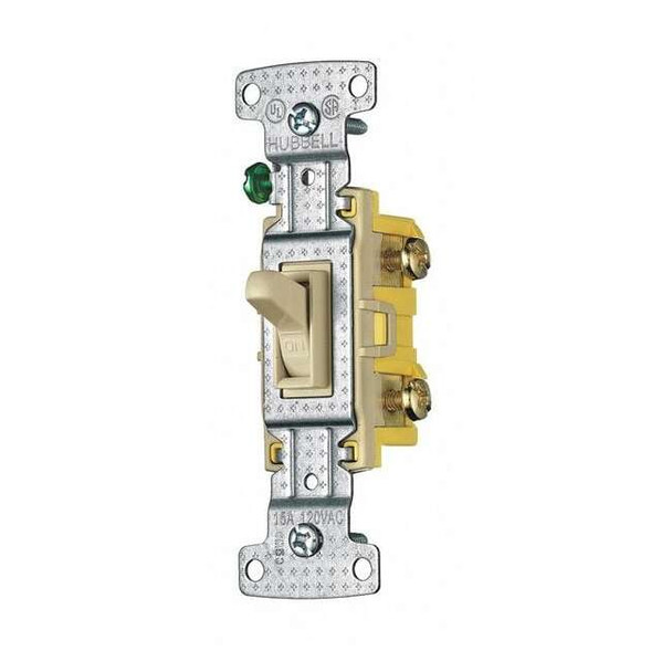 Bryant Wall Switch, 1/2 hp, Toggle, 15 A, Ivory RS115I