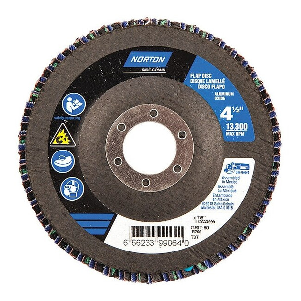 Norton Abrasives Flap Disc,4 1/2 In x 60 Grit,7/8 66623399064