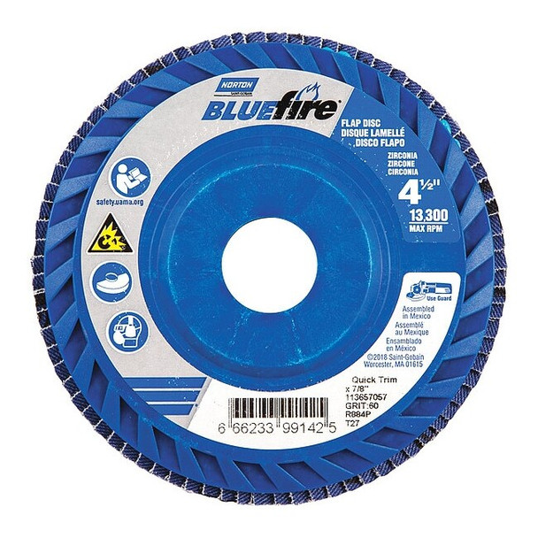 Norton Abrasives Flap Disc,4 1/2 In x 60 Grit,7/8 66623399142