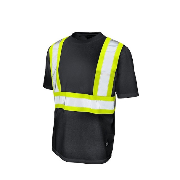 Tough Duck High Visibility T-Shirt, 1, O, Polyester, Black, 3XL S39221