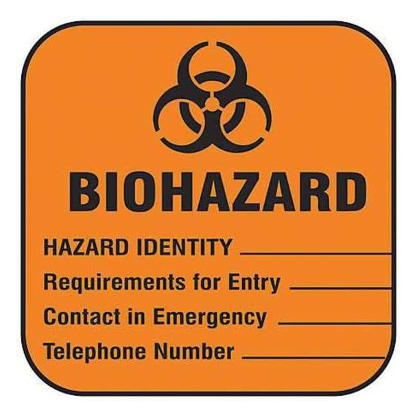 Brady Biohazard Label, Biohazard, Paper, 4 in W, 2 in H 22350LS