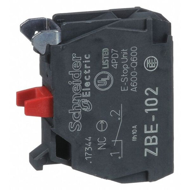 Schneider Electric ContactBlock,Black,1NC,22mm,ZB4,ZB5 ZBE102