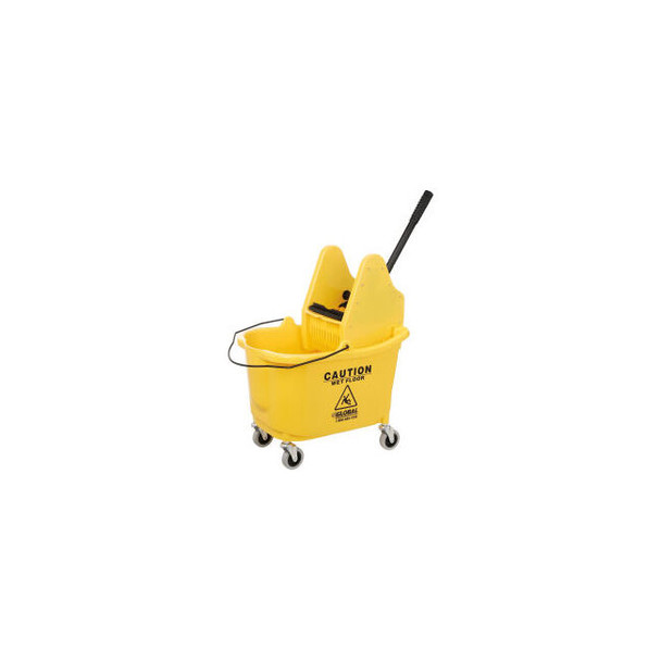 Global Industrial Mop Bucket And Wringer Combo 38 Qt. Down Press Yellow