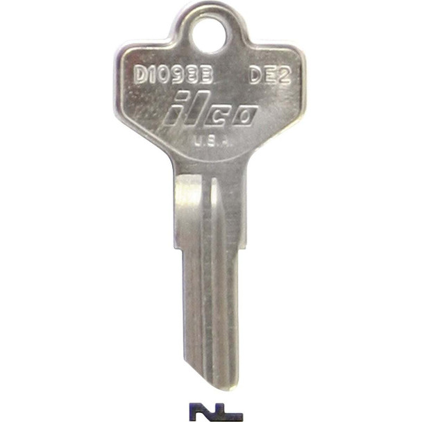 ILCO Dexter Nickel Plated House Key, DE2 / D1098B (10-Pack) IAL2931701B