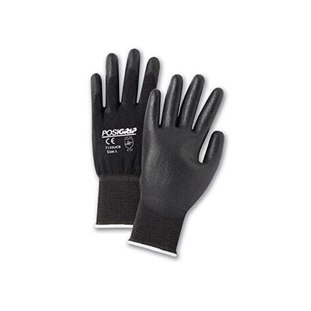 West Chester 713SUCB/S PU Palm Coated Nylon Gloves, Small, Black (Pack of 12)