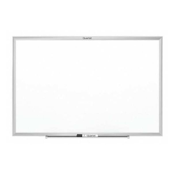 Dry Erase Board, Steel, 36 in, 48 in, Aluminum Frame, White, Gloss