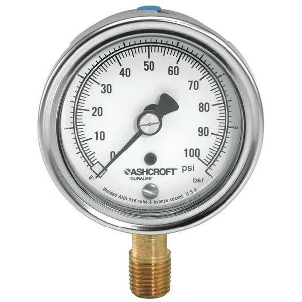 Ashcroft Gauge,Vacuum,30in Hg VAC to 0,1009AWL 351009AWL02LVAC
