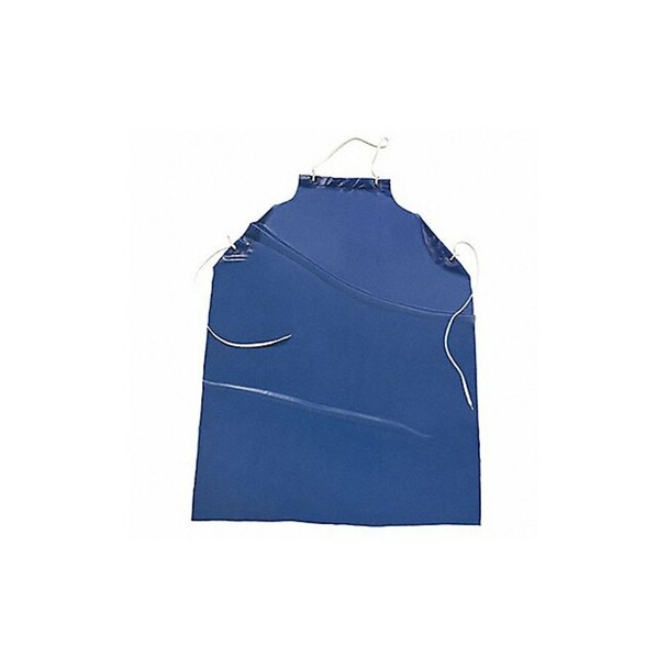Disposable Bib Apron, Vinyl, 6 mil, 45 in, Blue, 45 in x 36 in, 12 PK