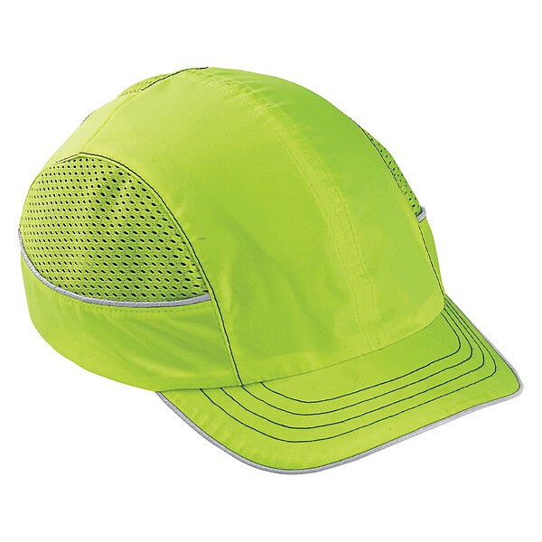 Bump Cap, Short Brim Baseball, ABS, Hook-and-Loop Suspension, Hi-Visibility Lime