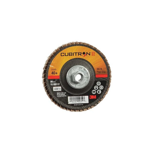 3m Cubitron Flap Disc,4 in Dia, 3/8 in Arbor,40 Grit 7010327056