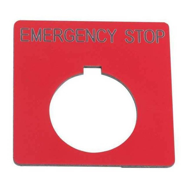 Schneider Electric Legend Plate,Square,Emergency Stp,Blk/Rd 9001KN105RP