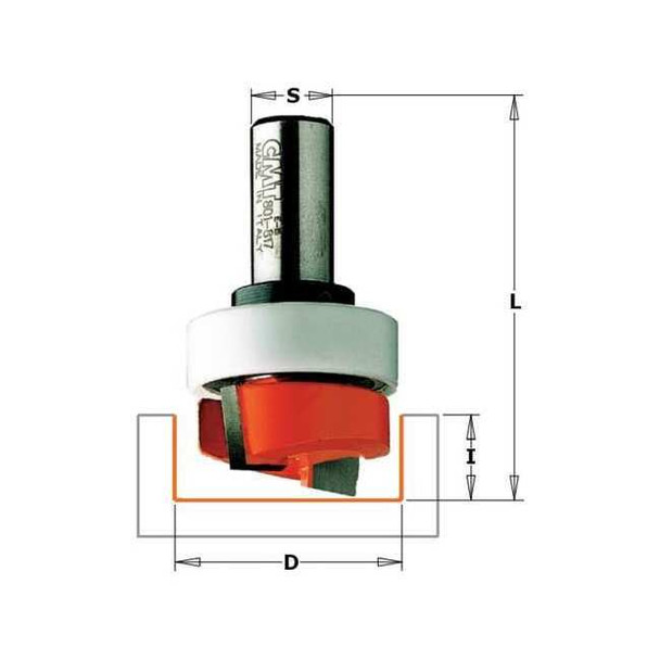 Cmt Hinge Mortise Cut Router Bit,1/2" 801.128.11B